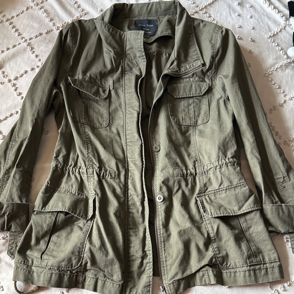 Love Tree Olive Utility Jacket